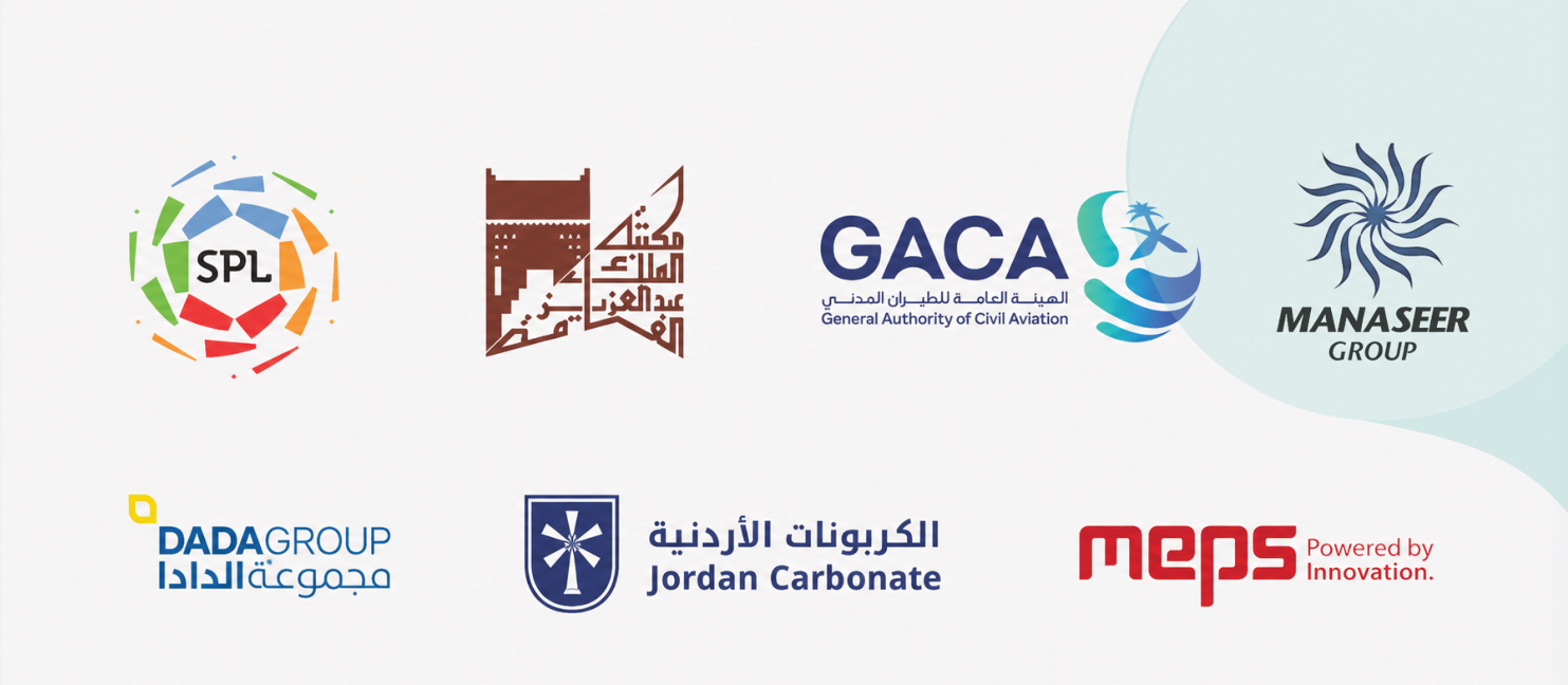 SPL; King Abdulaziz Library; General Authority of Civil Aviation; Manaseer Group; Dada Group; Jordan Carbonate; MEPS